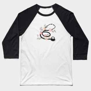 Black stethoscope with flowers Baseball T-Shirt